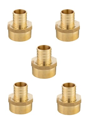 5 PCS 1 Inch PEX X 3/4 Inch FEMALE NPT  ADAPTER BRASS CRIMP FITTING, LEAD FREE