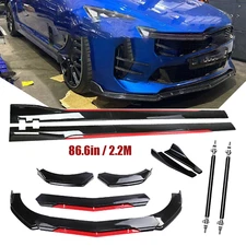 Front Bumper Lip Splitter Spoiler Glossy Black Red For Kia Stinger Body Kit