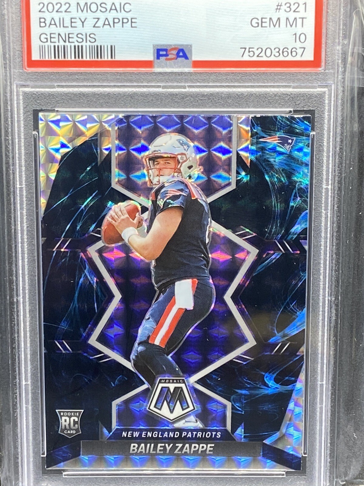 BAILEY ZAPPE 2022 PANINI MOSAIC ROOKIE RC GENESIS # 321 SSP PSA 10