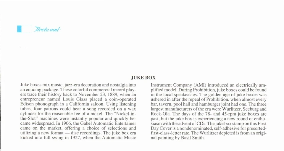 FLEETWOOD - JUKE BOX JAN 24 1997 TUSCON AZ FIRST DAY COVER (FDC) BX8 - Image 2 of 2