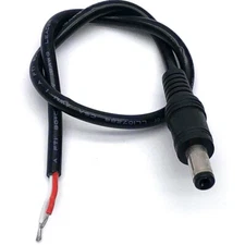 12v DC Power Cord 5.5mm x 2.1mm Male Plug to Pigtail Cable Adapter 9.8 inch