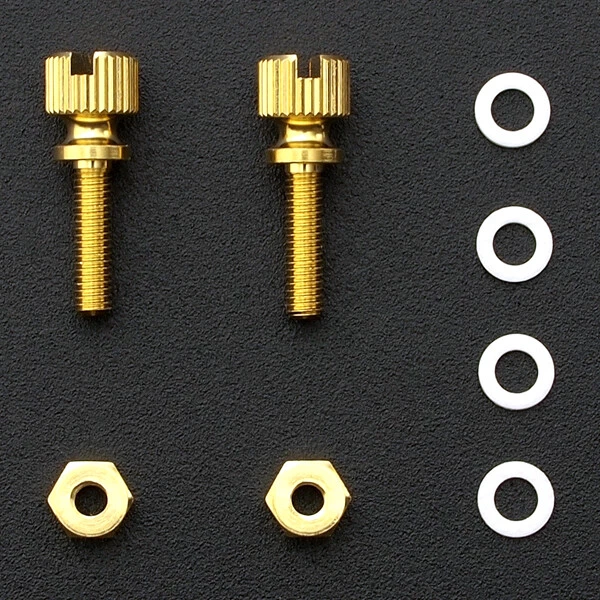GOLD PLATED BRASS THUMB Screws 10mm Cartridge Headshell Mounting Set turntable - Image 2 of 4