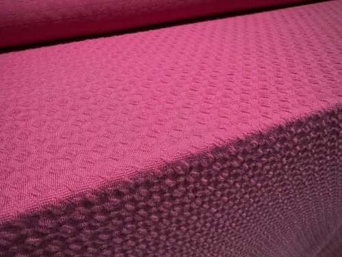 Stretch Double Jersey Fabric, Per Metre - Diamond Motif Jacquard - Fuchsia - Picture 2 of 3