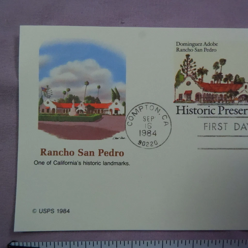 Vintage US SC # UX104 Rancho San Pedro FDC. Fleetwood Cachet Stamp Envelope - Image 2 of 4