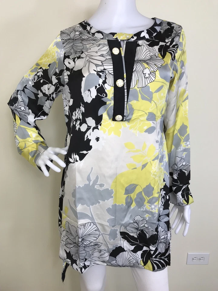 Blusa feminina Kurti de seda estampada designer paquistanês GG - Imagem 2 de 4