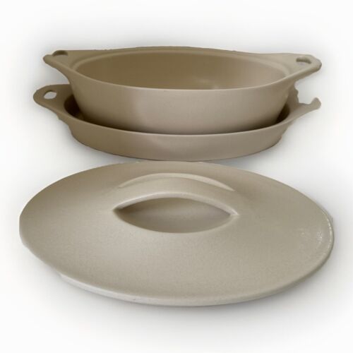 Creations Khaki Corningware Stoneware 3 Pc Set: 2Qt & 42oz Casserole Dish & Lid