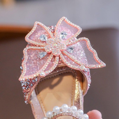 Princess sandals for girls, a flat and comfortable shoe with sparkling stones - Picture 16 of 19