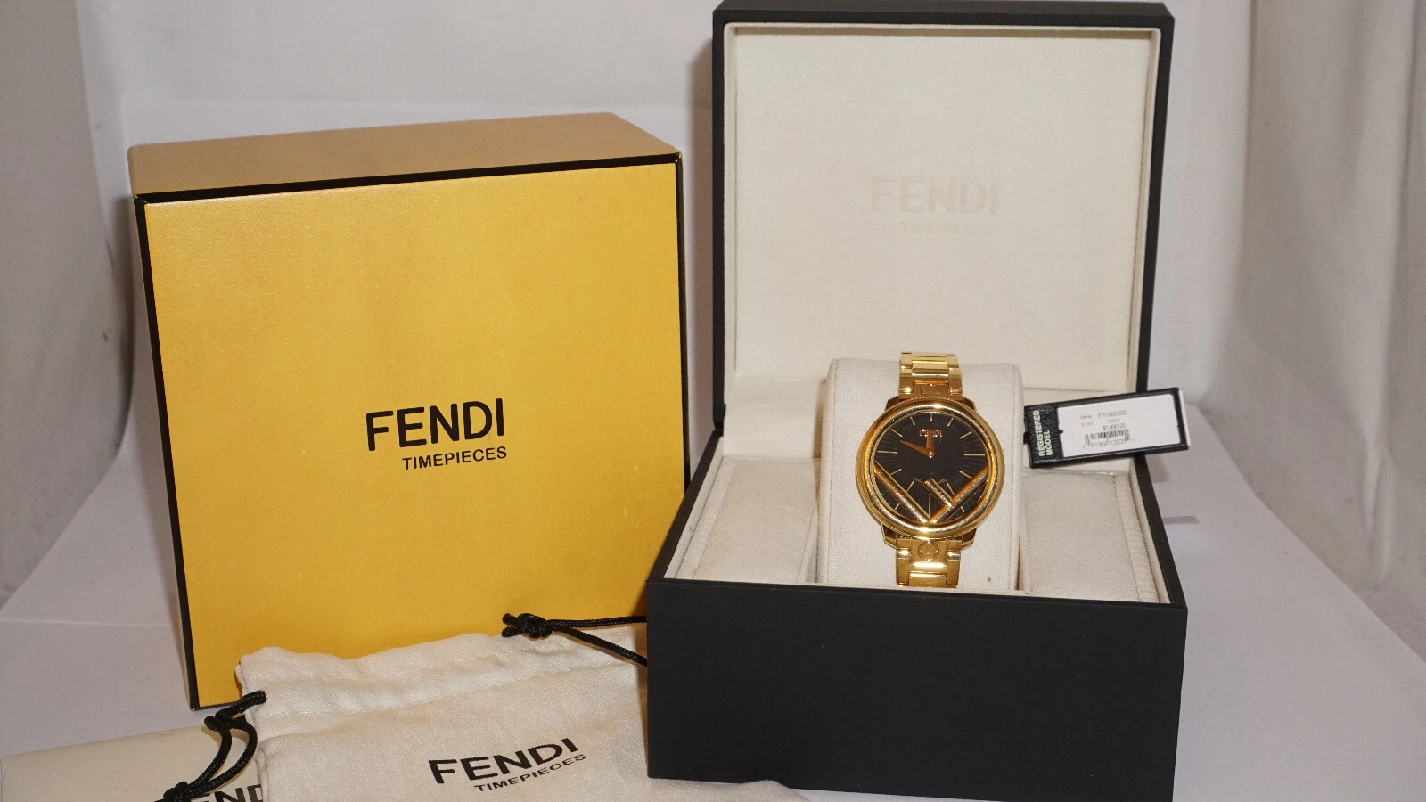 Orologio FENDI Nuovo F711421000 RUNAWAY Nero Oro Quarzo 28MM