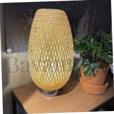 IKEA BÖJA/BOJA Table lamp, nickel plated, bamboo /create