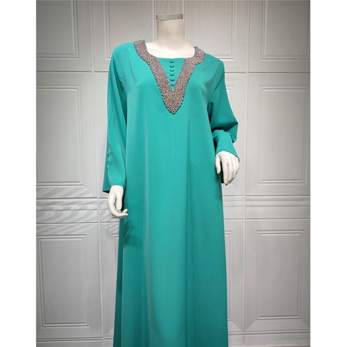 Abaya Muslim Women Rhinestone Kaftan Maxi Dress Dubai Moroccan Party Gown Caftan - 第 55/196 張圖片