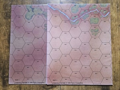 Lot Of 2 Battletech 1988 Hex Folding Paper Maps Fasa Map 1 & 2 Unfold To 33 x 21