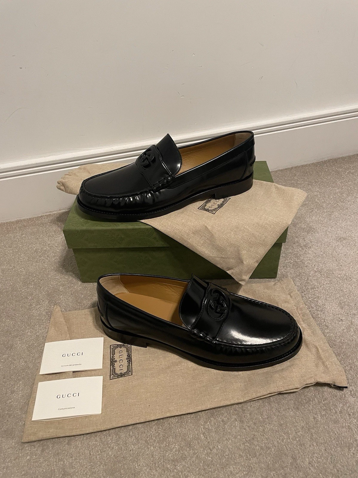Mocassins homme GUCCI Interlock GG Millennial cuir noir taille UK13, EU47