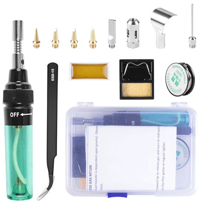 MT-100 14 in 1 Cordless Butane Soldering Iron Kit Adjustable Flame for Automotiv