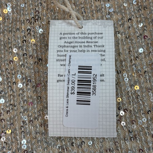 Cami donna Grace And Lace Shimmer paillettes taglia L champagne nuovo con etichetta - Foto 4 di 9