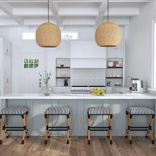 Steel Pendant Light 24" Farmhouse Natural Seagrass Dome Shade Dining Room House - Picture 9 of 9