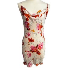 Zara Womens XS Floral Cowl Neck Mini Slip Dress Sleeveless Romantic Coquette