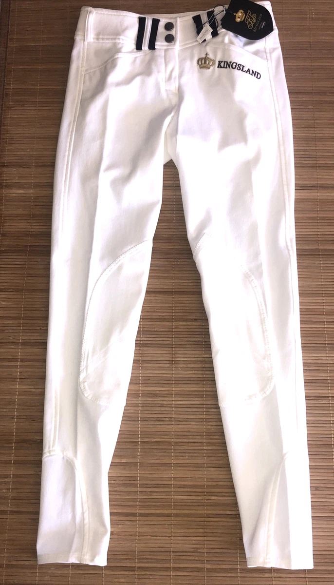 KINGSLAND KL Karen Turnier Reithose Damen Kniebesatz weiß 32 Swarovski UVP239€