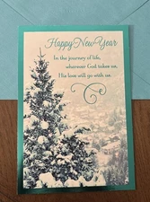 Happy New Year God’s Blessings And Love 5.5”x8” Religious Greeting Card