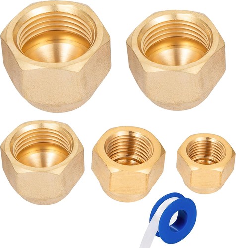 Brass Flare Cap Assortment Kit SAE 45 Degree 1/4 5/16 3/8 1/2 5/8 Inch Tubes