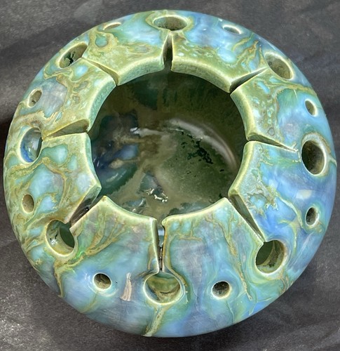 Monterey Jade California pottery signed MCM Mid-century Ikebana vase vintage - Picture 19 of 19