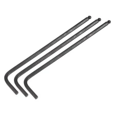 3pcs 3mm Ball End Hex Key Wrench L Shaped Long Arm CR-V Repairing Tool Black