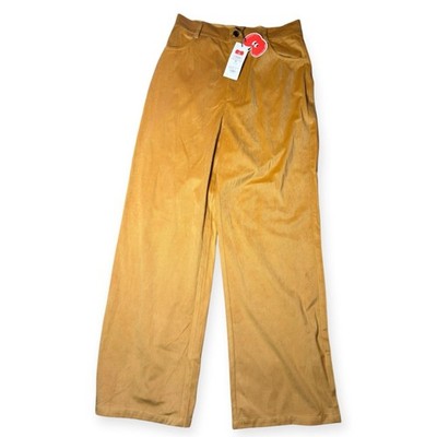 Cider Mid Rise Pants Mustard Yellow Straight Leg Boho Velvet Pants Size Medium