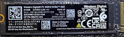 Western Digital WD BLACK 512GB SSD PCIe Gen4x4 NVMe  (SDCPNRY-512G-1006)