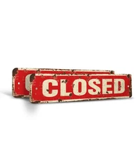 CLOSED Vintage Style Street Sign Metal Plastic business hours operation door