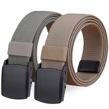 2-Pack Elastic Stretch Belt, Men  s All Size No Metal Fit up to 42" Browngrey