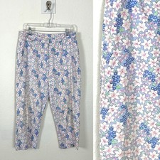 Vintage Lilly Pulitzer Floral Crop Pants Size 12 Lavender Pink