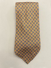Brooks Brothers MAKERS Pure Silk Necktie Yellow Geometric USA Made Vintage