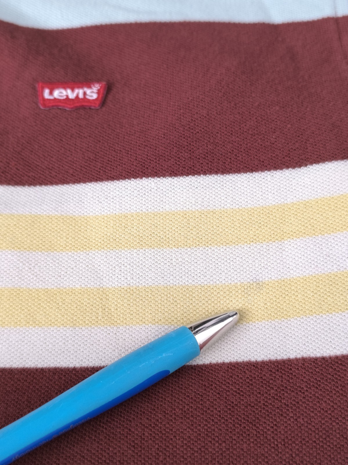 Levi's Mens Polo Shirt XL Striped Brown Red Blue Yellow Short Sleeve image 7