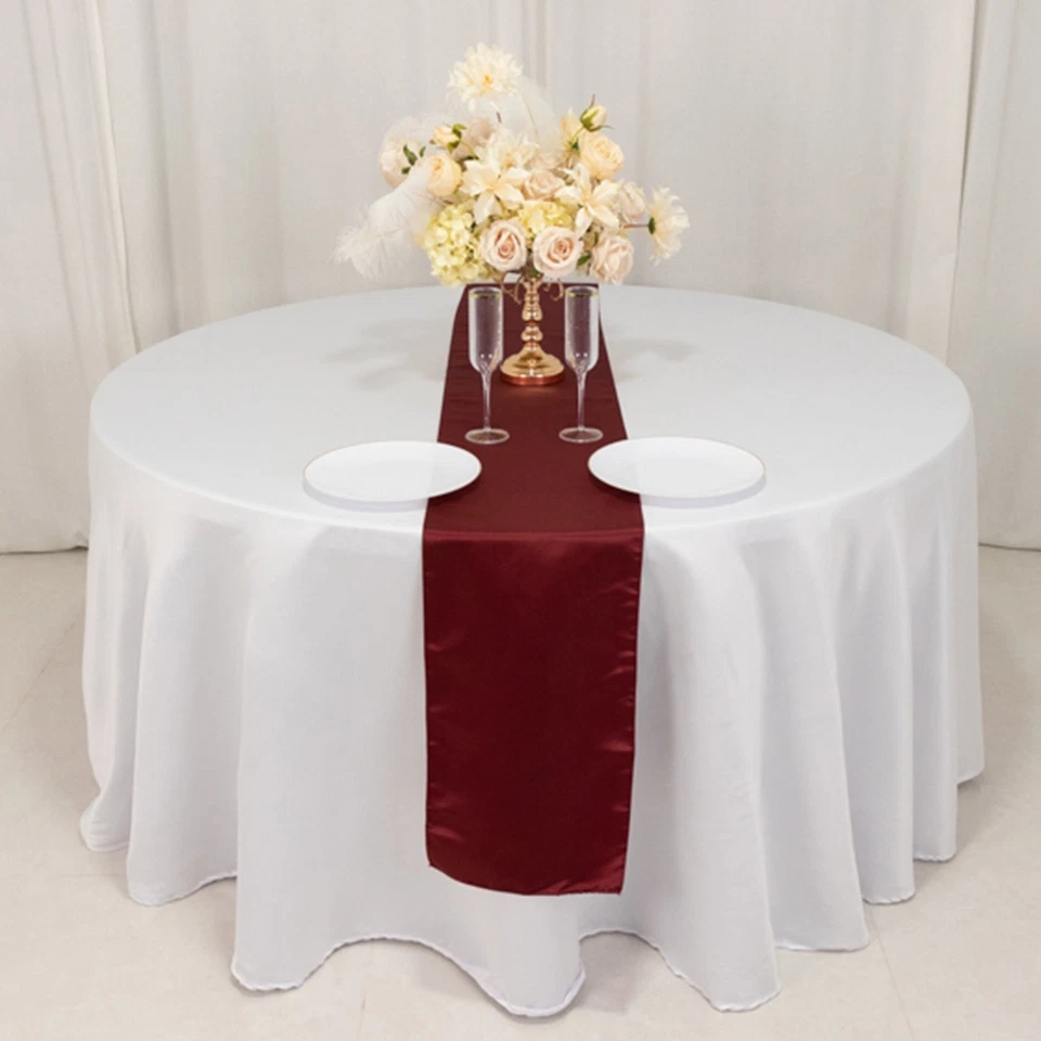 Burgundy SATIN 12x108" Table RUNNER Lustrous Wedding Party Catering Decorations - Image 2 of 4