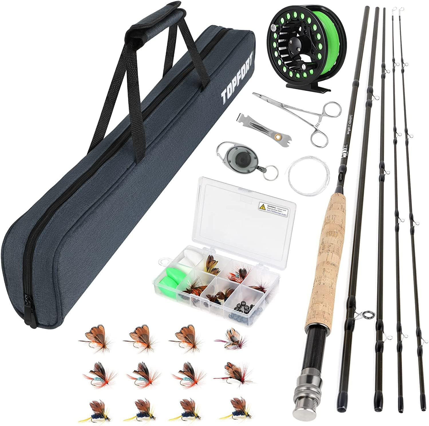 Fly Fishing Rod Reel Combo Starter Kit 4-Piece Graphite Rod 