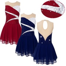 Kids Girls Dress Tumbling Dancewear Competition Ballet Sequins Costume Tutu