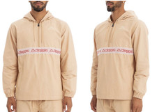 New Kappa Logo Tape Cambid Hoodie Beige Cherry Mens Size Medium
