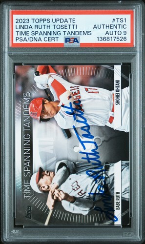 TOPPS UPDATE TIME SPANNING TANDEMS BABE RUTH/SHOHEI OHTANI PSA AUTHENTIC AUTO 9