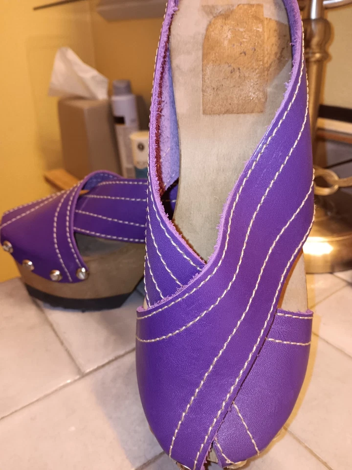 90's LONDON Underground  Purple Stud Clog Platforms Sz 7 Vintage - Image 4 of 4