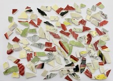 Broken Ceramic Wear Mosaic Tiles Rooster Yellows Earth Tones Red Trim 100 pcs