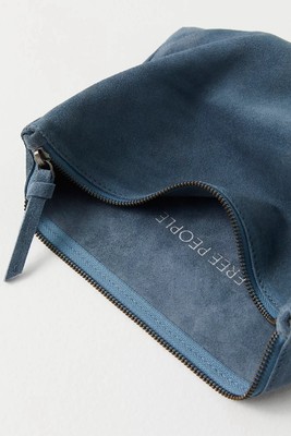 FREE PEOPLE Large Leather Pocket Pouch Tablet 8''x10'' Blue HANDMADE NWT $64