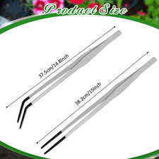2 Pcs Extra Long Stainless Steel Reptile Feeding Tongs with Rubber Tip 15 Inc...