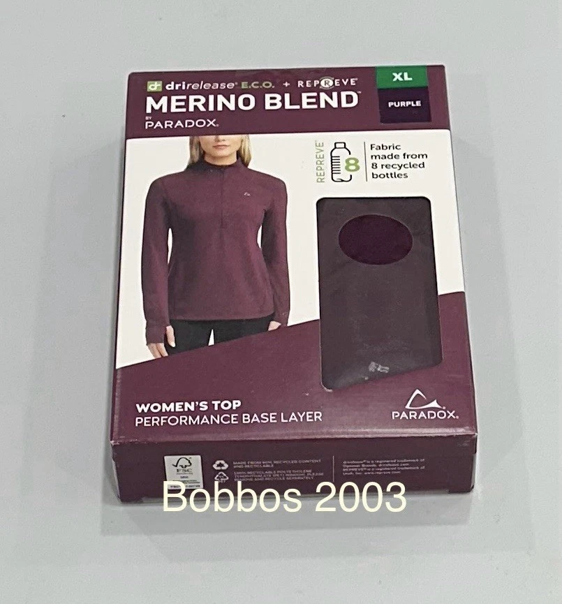 Paradox Women's Merino Blend Performance Base Layer Top, Purple, Size XL
Opens in a new window or ta