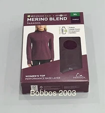 Paradox Women's Merino Blend Performance Base Layer Top, Purple, Size XL