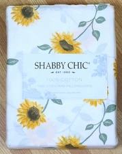 Shabby Chic Standard Pillowcases Sunflower Print Autumn Fall Yellow 100% Cotton