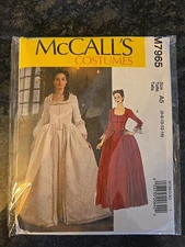 McCalls Sewing Pattern 7965 Dress Costume 6-14 Uncut New 1700s Rococo Gown Uncut