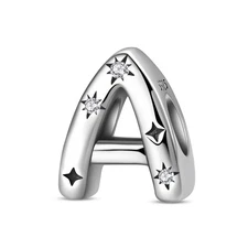 KUNSIR 925 Sterling Silver A-Z Letter Charm For Bracelet Initial Bead Charm DIY