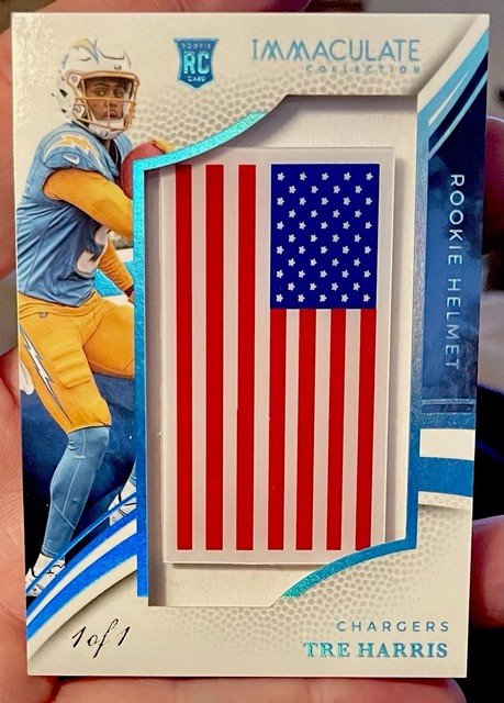 1/1 Tre Harris Rookie 2025 Panini Immaculate RC Helmet USA Flag Patch Chargers