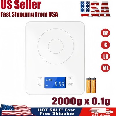 Digital Coffee Scale with Timer Upgraded Version Coffee Scale 2000g x 0.1g White
