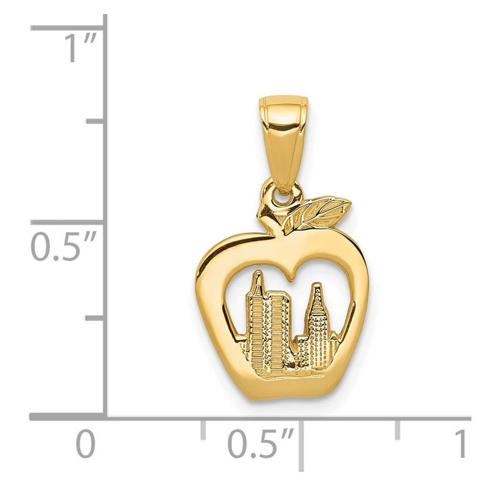 14k Yellow Gold Small New York Skyline in Apple Pendant - Image 3 of 4