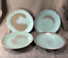 Vintage Set 4 Frankoma Pottery Prairie Green 10.5" Scalloped Dinner Plates 5F